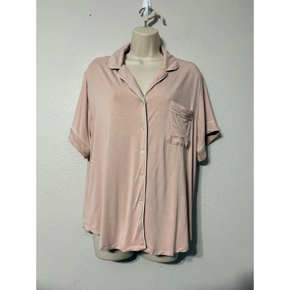 Cozy Earth Bamboo Pajama Set Blush Pink Short Sleeve Top and Shorts Size M